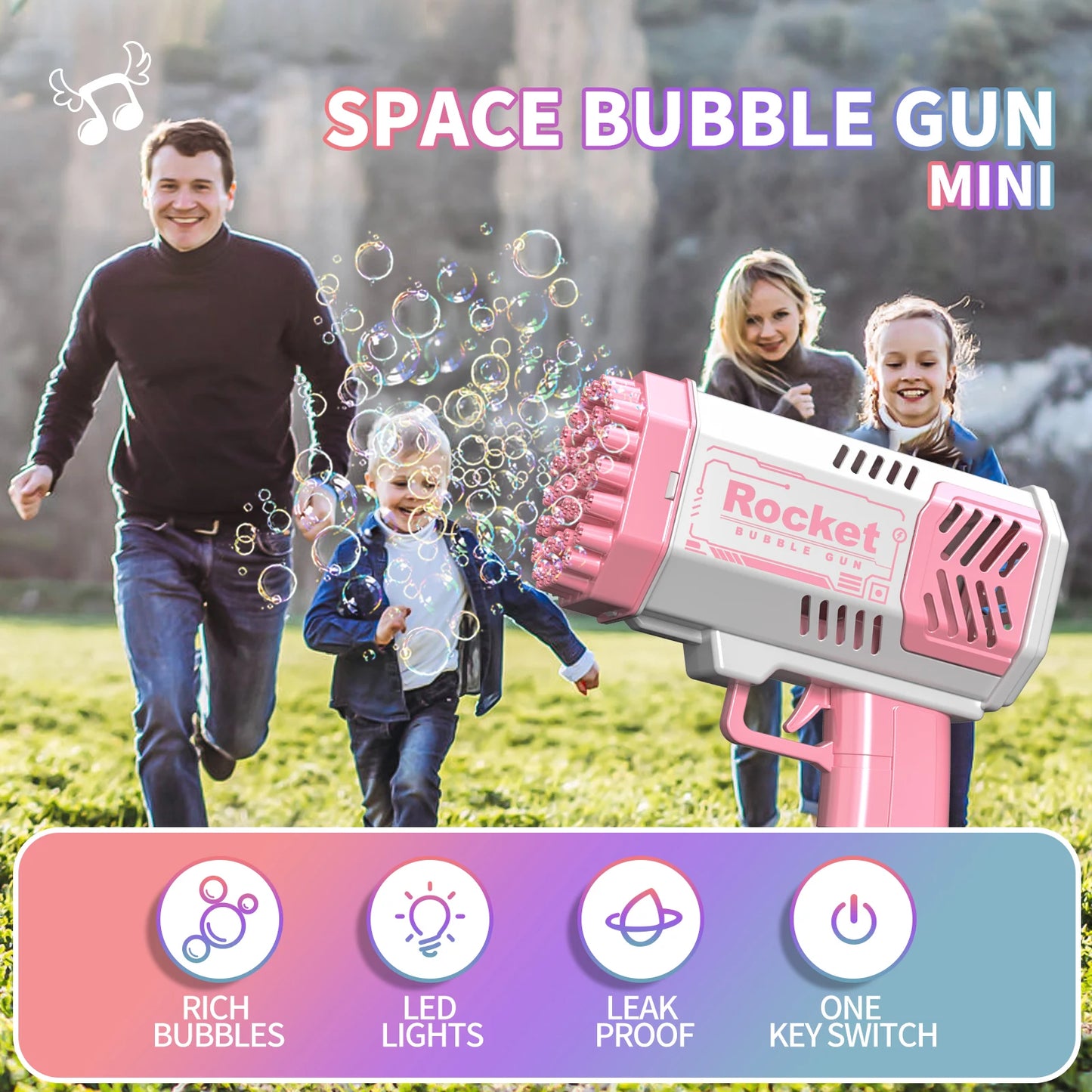 Rocket Bubble Blaster With LED Lights